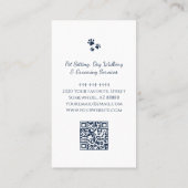 QR code Pet Sitter Schattige Winking Cat Navy Blue Visitekaartje (Achterkant)
