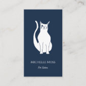 QR code Pet Sitter Schattige Winking Cat Navy Blue Visitekaartje (Voorkant)