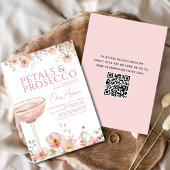 QR Code Petals & Prosecco Blush Vrijgezellenfeest Kaart