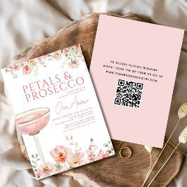 QR Code Petals & Prosecco Blush Vrijgezellenfeest Kaart