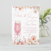 QR Code Petals & Prosecco Roze Boog Vrijgezellenfe Kaart (Staand voorkant)