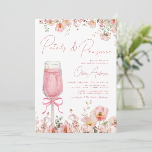 QR Code Petals & Prosecco Roze Boog Vrijgezellenfe Kaart (Staand voorkant)