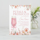 QR Code Petals & Prosecco Roze Boog Vrijgezellenfe Kaart (Staand voorkant)