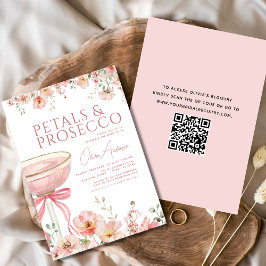 QR Code Petals & Prosecco Roze Boog Vrijgezellenfe Kaart