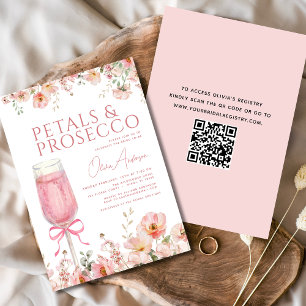 QR Code Petals & Prosecco Roze Boog Vrijgezellenfe Kaart