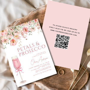 QR Code Petals & Prosecco Roze Boog Vrijgezellenfe Kaart