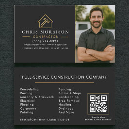 QR Code Photo Building Construction Black Gold Visitekaartje