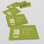 QR Code Photo Contact Olive Green Modern Visitekaartje