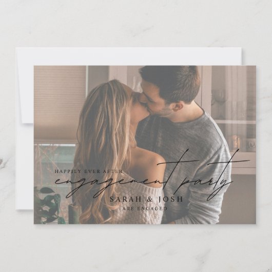QR Code Photo Happily Ever After Engagement Party Kaart (Voorkant)