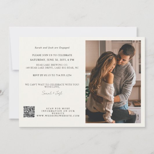 QR Code Photo Happily Ever After Engagement Party Kaart (Achterkant)