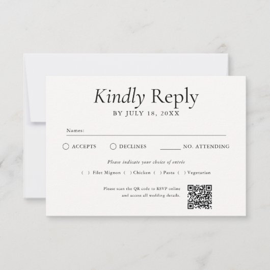 QR Code Photo Off White RSVP (Voorkant)