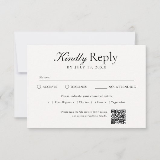 QR Code Photo Off White RSVP (Voorkant)