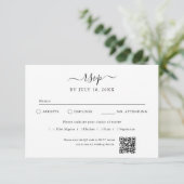 QR Code Photo Off White RSVP Kaartje (Staand voorkant)