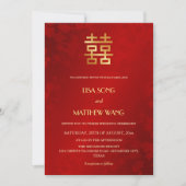 QR Code Photo | Red Gold Chinese Wedding Kaart (Voorkant)