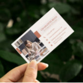 QR Code Photo Terracotta Floral Monogram Visitekaartje