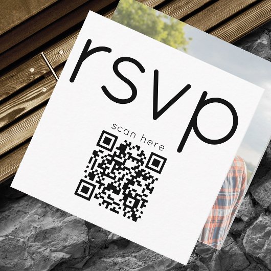 Qr Code Photo Wedding Simple Modern Elegant Rsvp  Informatiekaartje