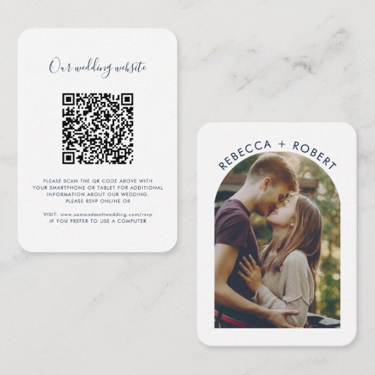 QR Code Photo Wedding Website RSVP Informatiekaartje (Voorkant / Achterkant)