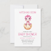 QR Code Pink Dinosaur Hatching Soon Baby Shower Kaart (Voorkant)