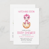 QR Code Pink Dinosaur Hatching Soon Baby Shower Kaart (Voorkant / Achterkant)