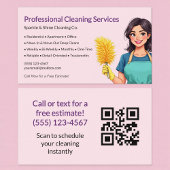 QR Code Pink Maid House Cleaning Service Visitekaartje
