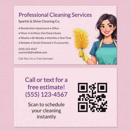 QR Code Pink Maid House Cleaning Service Visitekaartje