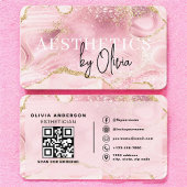 QR Code Pink Marble Esthetician & Spa Visitekaartje