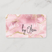 QR Code Pink Marble Esthetician & Spa Visitekaartje (Voorkant)