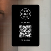 QR-code Plaats Bestelling | Zwart Zakelijk Logo Raamsticker