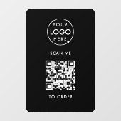 QR-code Plaats Bestelling | Zwart Zakelijk Logo Raamsticker (Vel)