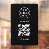 QR-code Plaats Bestelling | Zwart Zakelijk Logo Raamsticker (Vel 2)