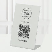 QR-code Plaats | Silver Grey Business Logo Reclamebord Met Voetstuk