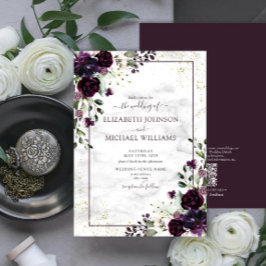 QR Code Plum Paars Gold Waterverf Marble Herfst Kaart