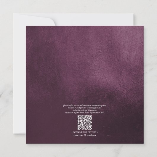 QR Code Plum Paars Mauve Floral Waterverf Script Kaart (Achterkant)