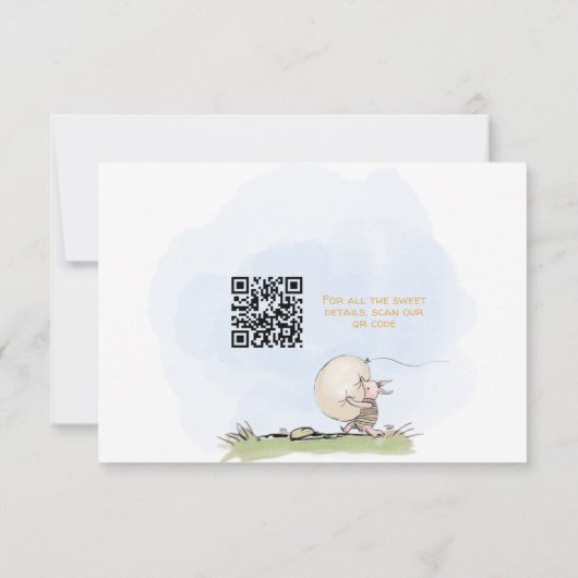 QR Code Pooh Beer Shower RSVP Bedankkaart (Achterkant)