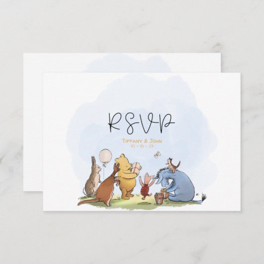 QR Code Pooh Beer Shower RSVP Bedankkaart (Voorkant / Achterkant)