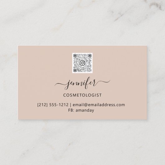 QR Code Powder Blush Minimalism Planner QR Code Po Visitekaartje (Achterkant)