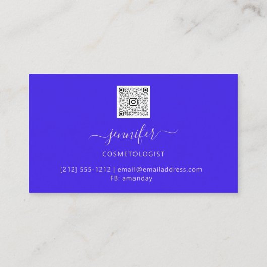 QR Code Powder Blush Royal Blue Event Planner Visitekaartje (Achterkant)