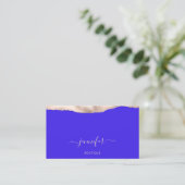 QR Code Powder Blush Royal Blue Event Planner Visitekaartje (Staand voorkant)