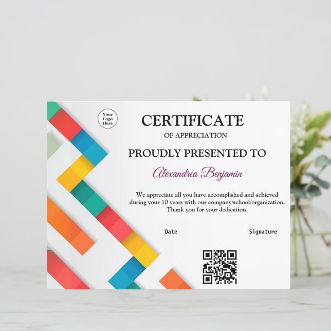 Qr Code Prestatie Waarderen Goud rood logo  (Staand voorkant)