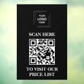 QR-code Prijslijst Scan Me Zwart Zakelijk Raam Raamsticker (Vel 3)