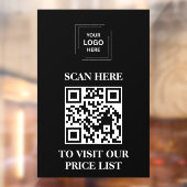 QR-code Prijslijst Scan Me Zwart Zakelijk Raam Raamsticker (Vel 2)