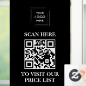 QR-code Prijslijst Scan Me Zwart Zakelijk Raam Raamsticker (Huis)