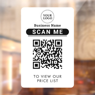 QR Code Prijslijst   Zakelijk Logo Contactloos Raamsticker