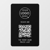 QR-code-prijslijst | Zwart zakelijk logo Scan mij Raamsticker (Vel)