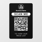 QR Code Prijzenlijst | Zakelijk Logo Contactloos Raamsticker (Vel)