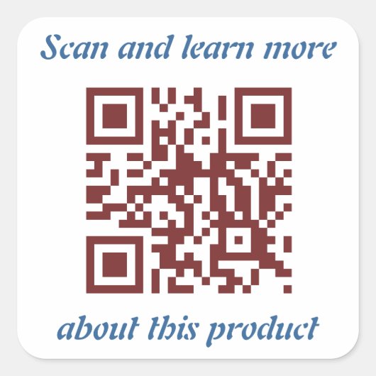 QR Code product informatie sjabloon Vierkante Sticker (Voorkant)