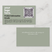 QR-code Productverpakking garantie — coupon Informatiekaartje (Voorkant / Achterkant)