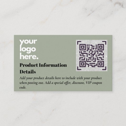 QR-code Productverpakking garantie — coupon Informatiekaartje (Voorkant)