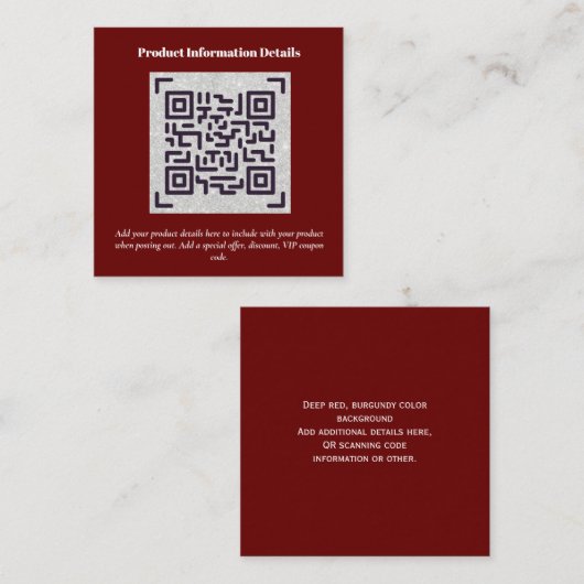QR-code Productverpakking garantie — coupon Informatiekaartje (Voorkant / Achterkant)
