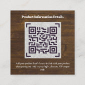 QR-code productverpakkingsgarantie details coupon Informatiekaartje (Voorkant)